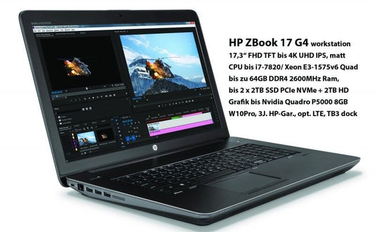 HP ZBook 17 G4 Y6K36EA#ABD 17,3'' FHD-IPS i7-7820HQ 32GB 512GB Neu Re/MWSt.