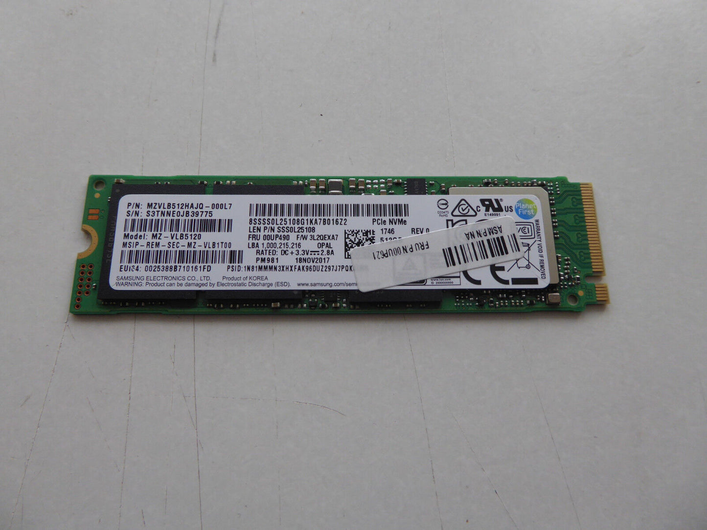 Lenovo 512GB m.2 2280 SSD PCIe NVMe Samsung PM981 Thinkpad P51 P71 T480s